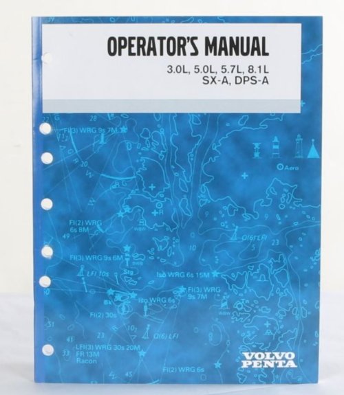 VOLVO PENTA OPERATORS MANUAL 3.0L 5.0L  5.7L  8.1L SX-A  DPS-A