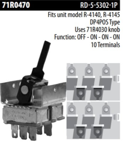 RED DOT 71R SERIES TOGGLE SWITCH - 10 TERMINALS