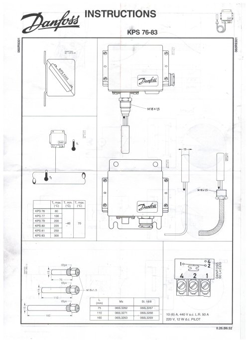 DANFOSS THERMOSTAT TYPE KPS83