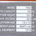 JLG ASSEMBLY FS60 MAST/CARRIAGE