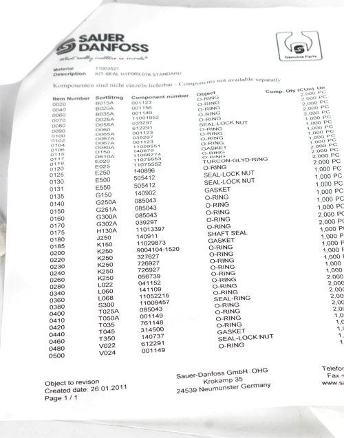 DANFOSS COMPLETE SEAL KIT