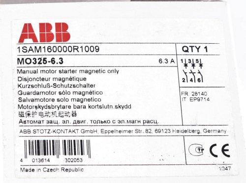 ABB CIRCUIT BREAKER 6.3A 3PH