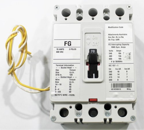 EATON ELECTRICAL - CUTLER HAMMER CIRCUIT BREAKER 70A 3P F-FRAME GENERATOR TYPE