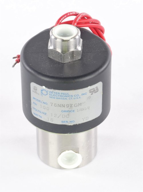 PETER PAUL ELECTRONICS SOLENOID VALVE 12VDC,18 WATTS, 100 PSI