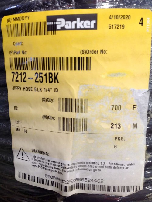 PARKER JIFFY HOSE:.25\"ID X .5\"OD (700FT ROLL) ($/ROLL)