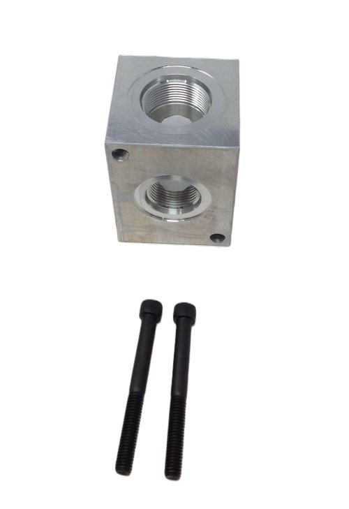 DAMAN HEADER BLOCK  ALUMINUM  TWO OPPOSITE PORTS OUT